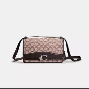 Coach Pink Signature Canvas Crossbody with Dark Brown Trim